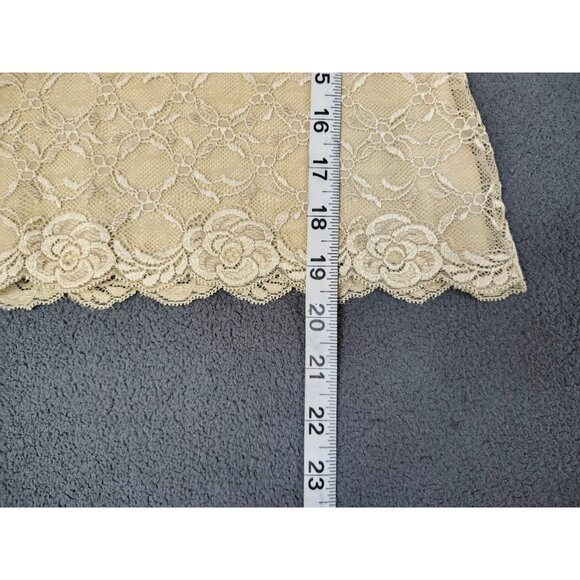 Leigh Bantivoglio Womens (L) Vtg Beige French Lace Top Babydoll Coquette Bow Y2K - Picture 4 of 8